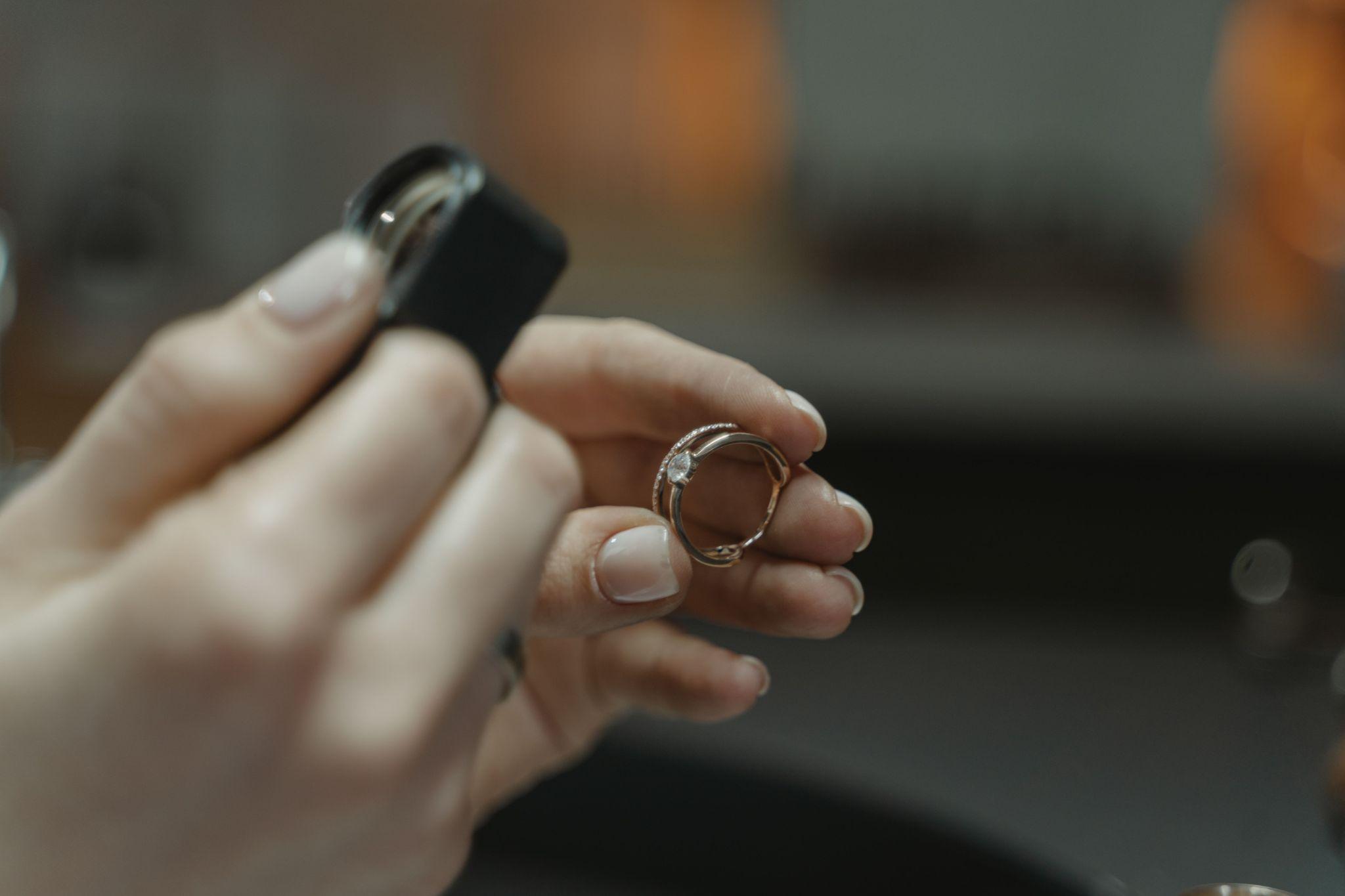 Close-up of a diamond engagement ring