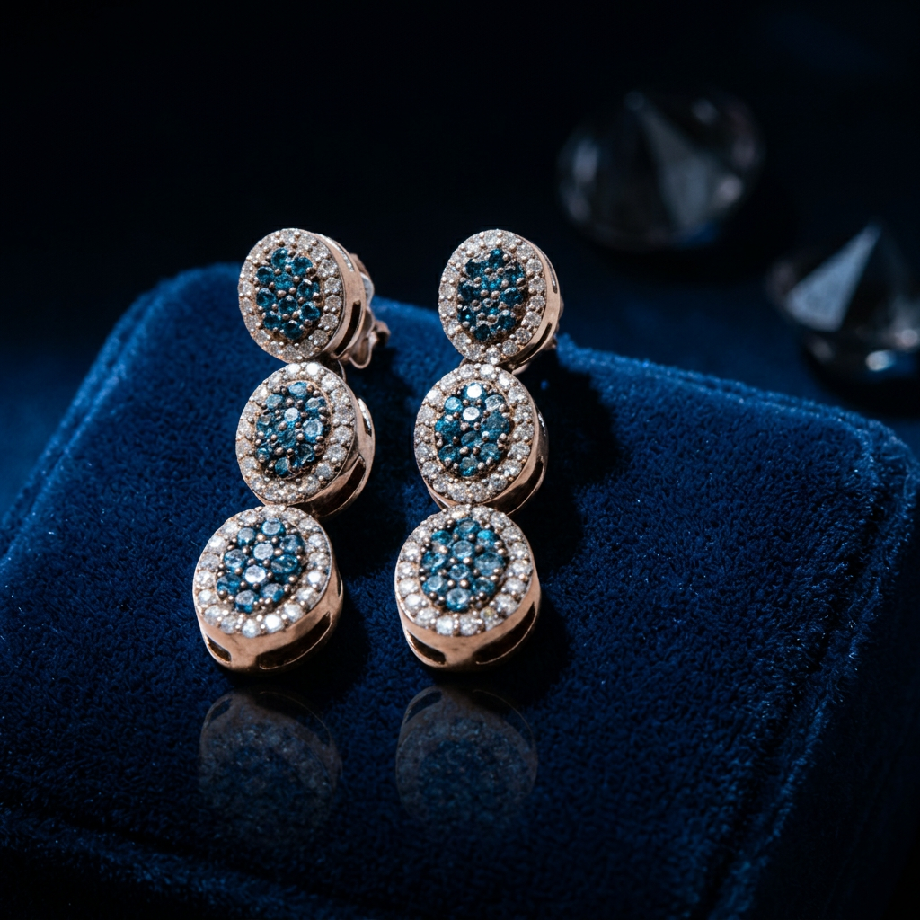 Blue Diamond Earrings