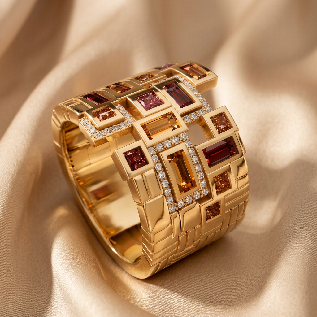 Gemstone Diamond Cuff