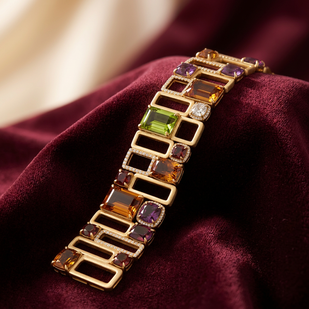 Multi-Gemstone Mosaic Bracelet