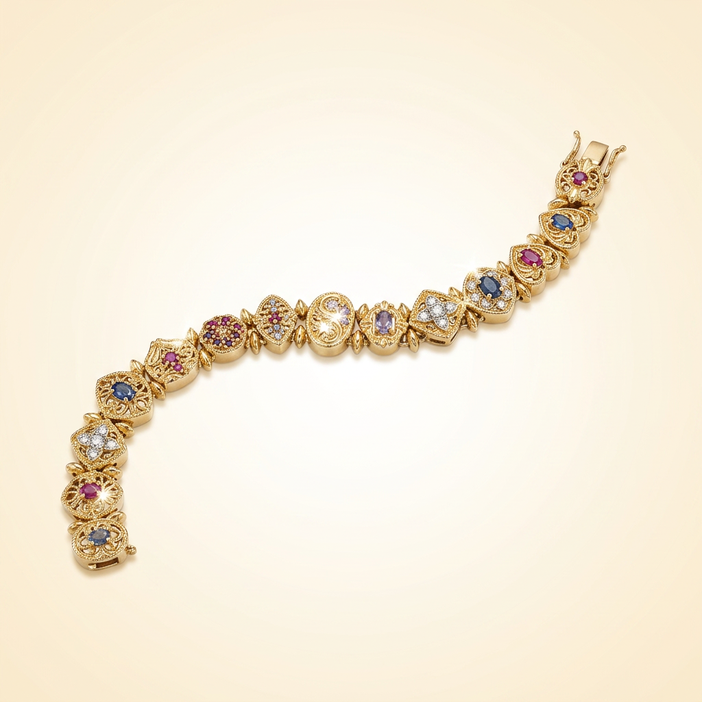 Vintage Multi-Gem Gold Bracelet