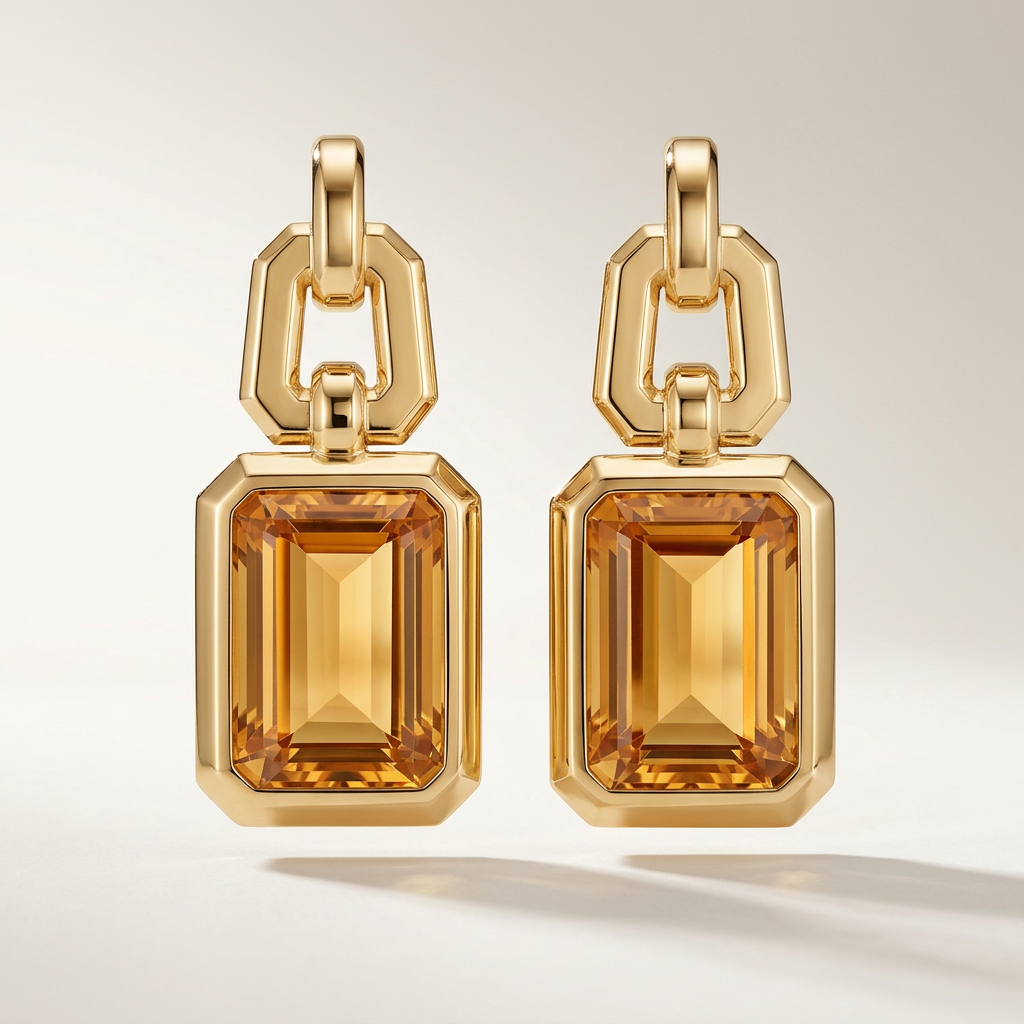 Citrine Chainlink Drop Earrings