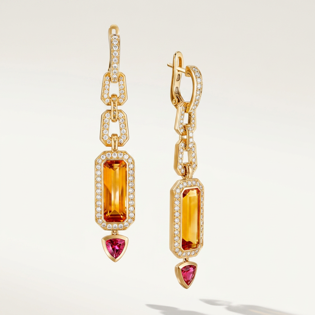 Citrine & Garnet Chain Drops