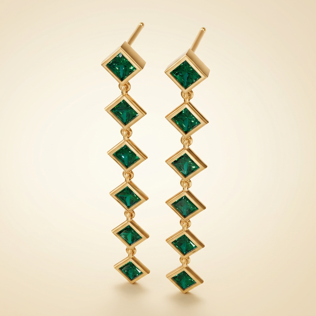 Emerald Kite Drop Earrings
