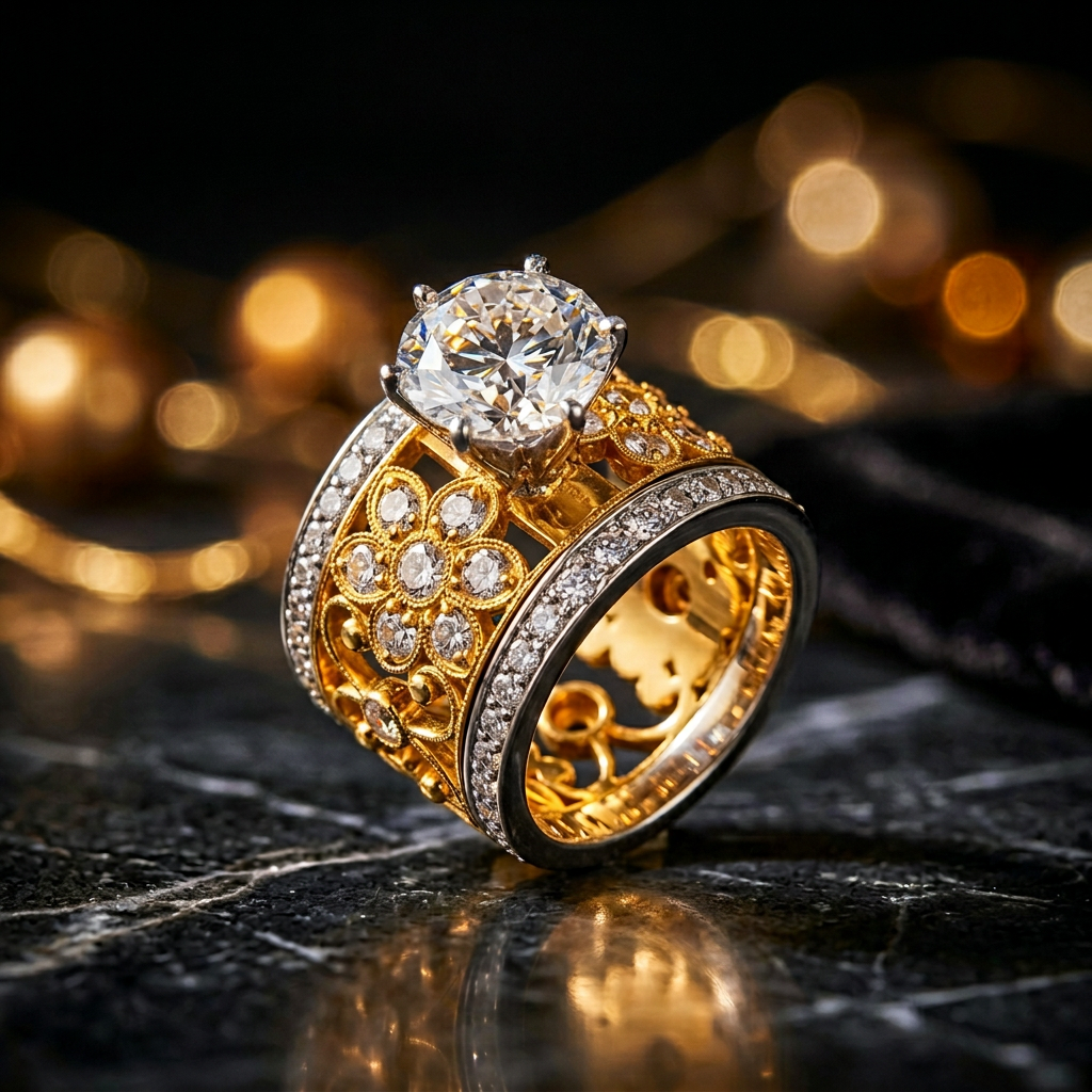 Gold Honeycomb Ring