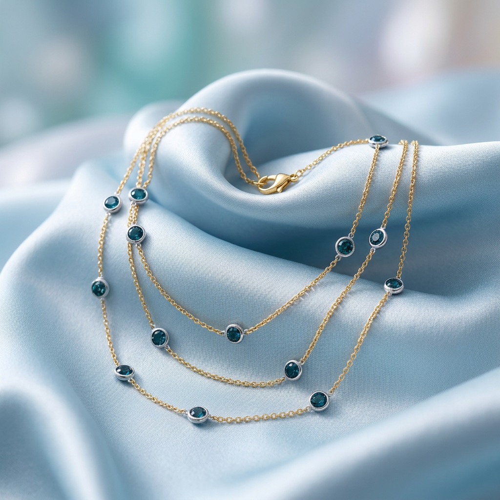 Blue Topaz Station Necklace