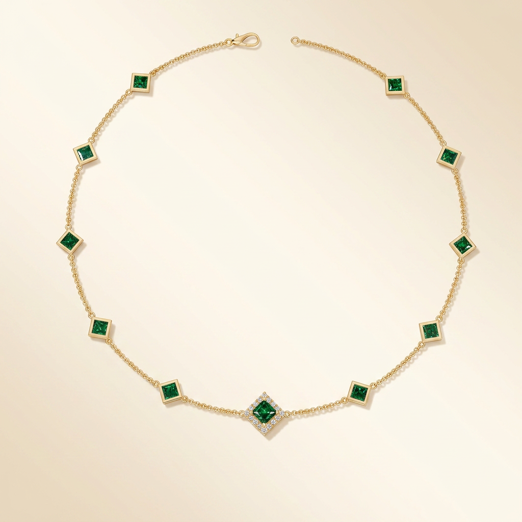 Emerald Station Necklace