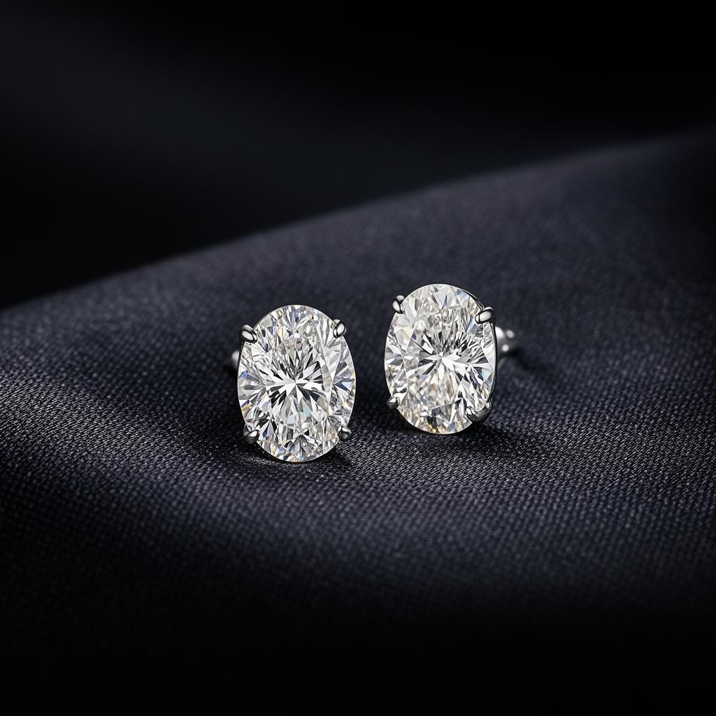 Oval Diamond Studs