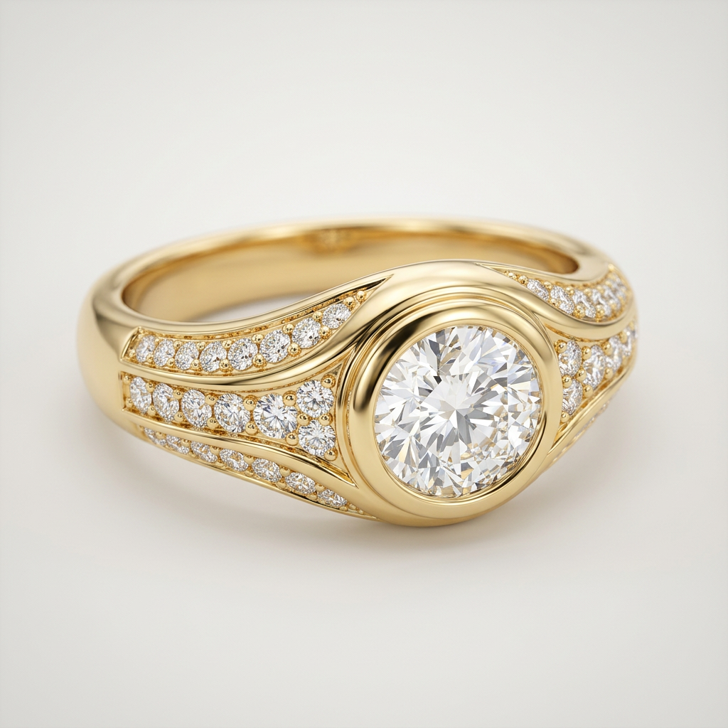 Bezel Diamond with Pavé Shoulders