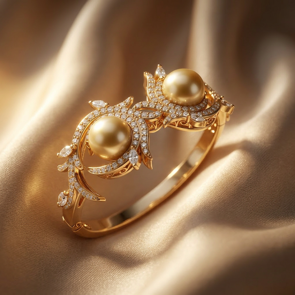 Double Golden Pearl Vine Ring