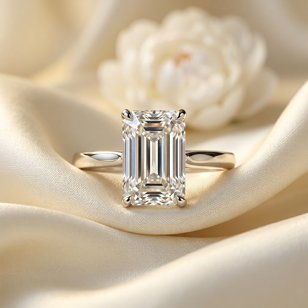 Emerald-Cut Platinum Solitaire