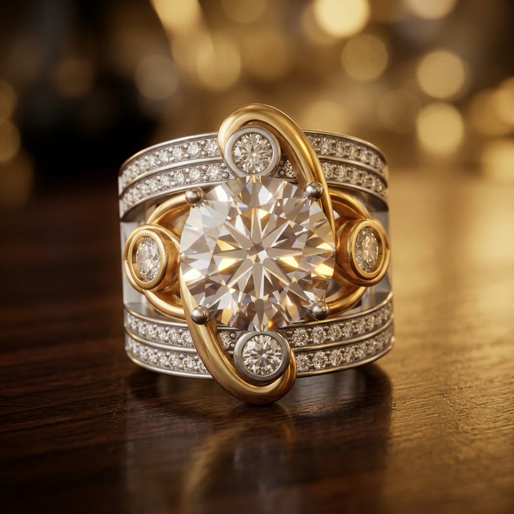 Two-Tone Orbital Statement Ring